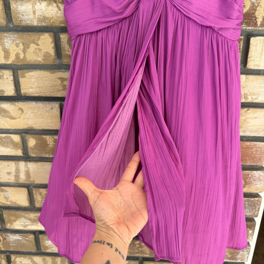 By Anthropologie Amethyst Purple Satin Mini Dress 8 - Picture 7 of 15